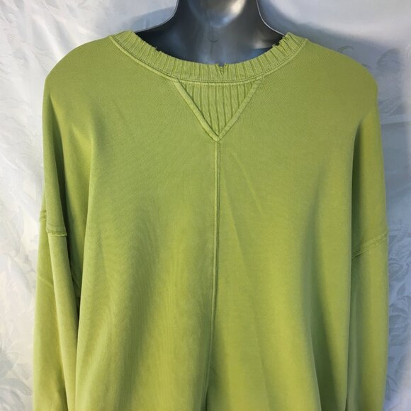 Aerie Lime Green Distressed Pullover Staying Kind Feeling Cool Sz XS Sweatshirt - Picture 7 of 16